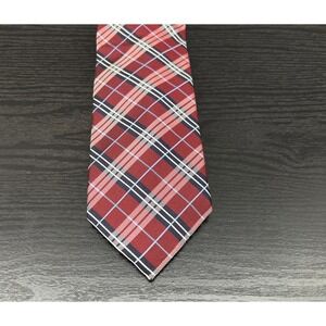 Tasso Ella Spa Red Navy Plaid Tie 100%‎ Silk Handmade New with Tags